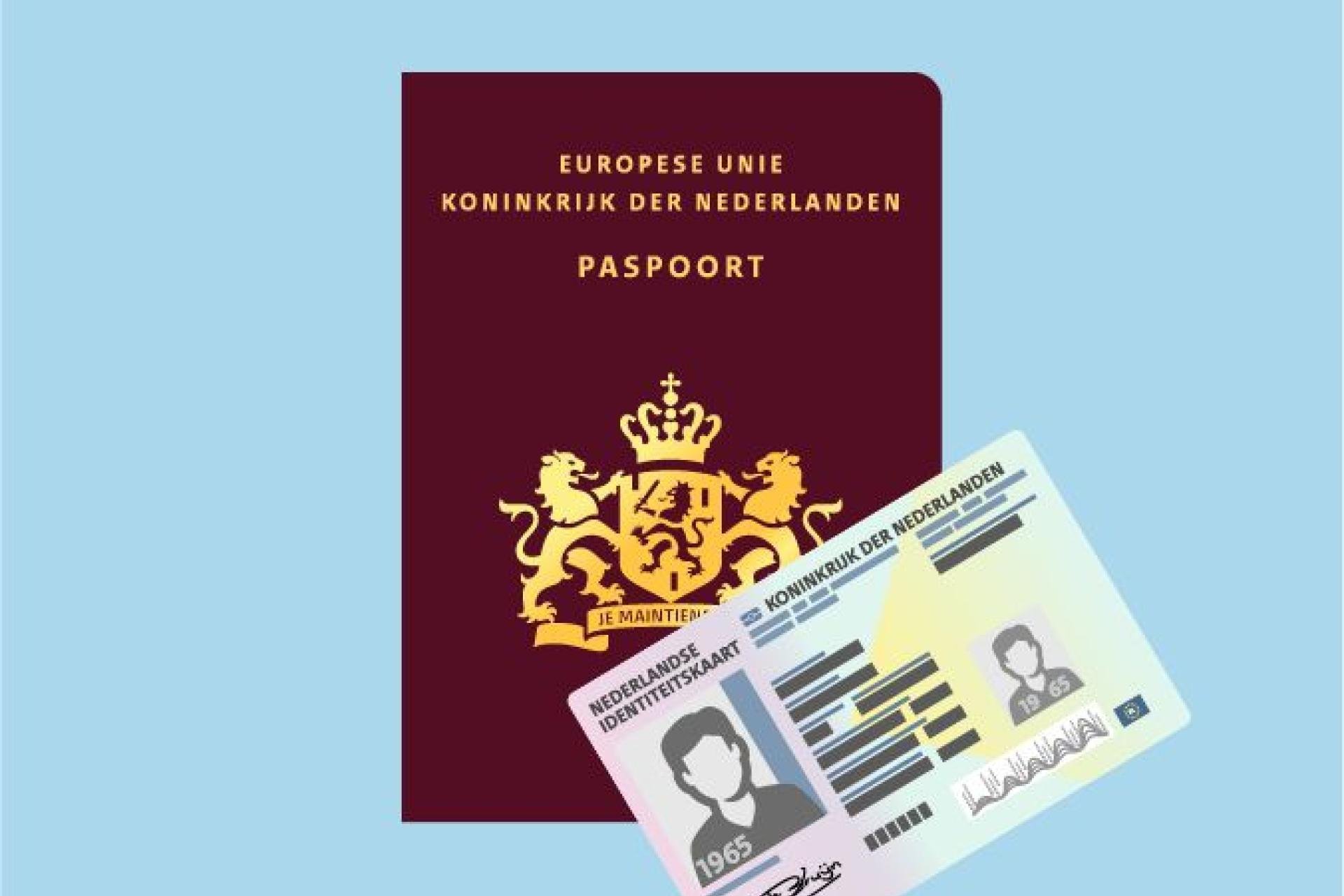 Tekening van paspoort en identiteitskaart